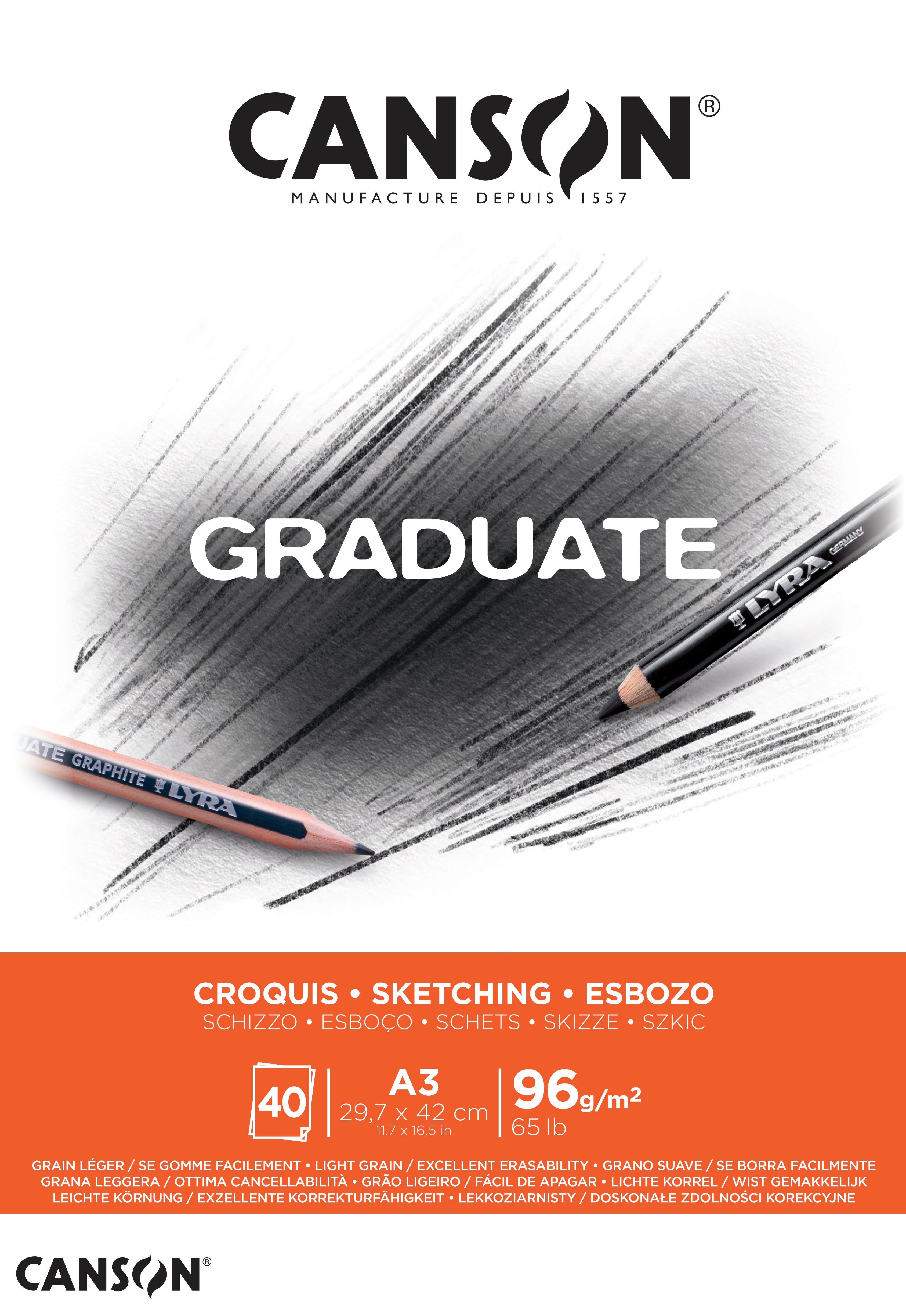 Canson Graduate Skizzenblock 96 g/m² 40 Blatt A3 geleimt
