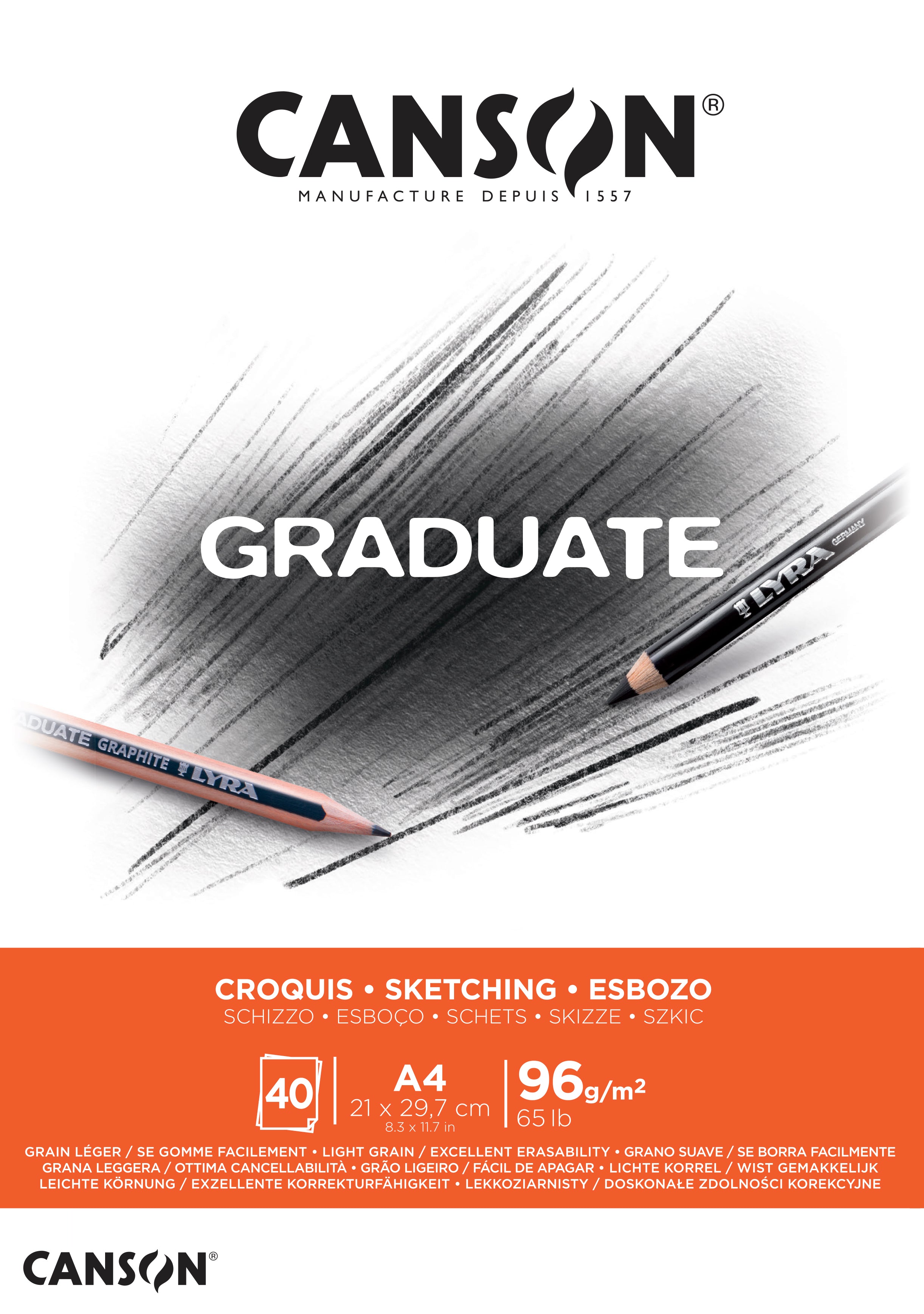 CANSON Graduate Skizzenblock 96 g/m² A4 geleimt - 40 Blatt