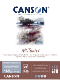 Canson Mi-Teintes geklebter Pastelblock 160 g/m² 20 Blatt - 24 x 32 cm, Grey/Blue