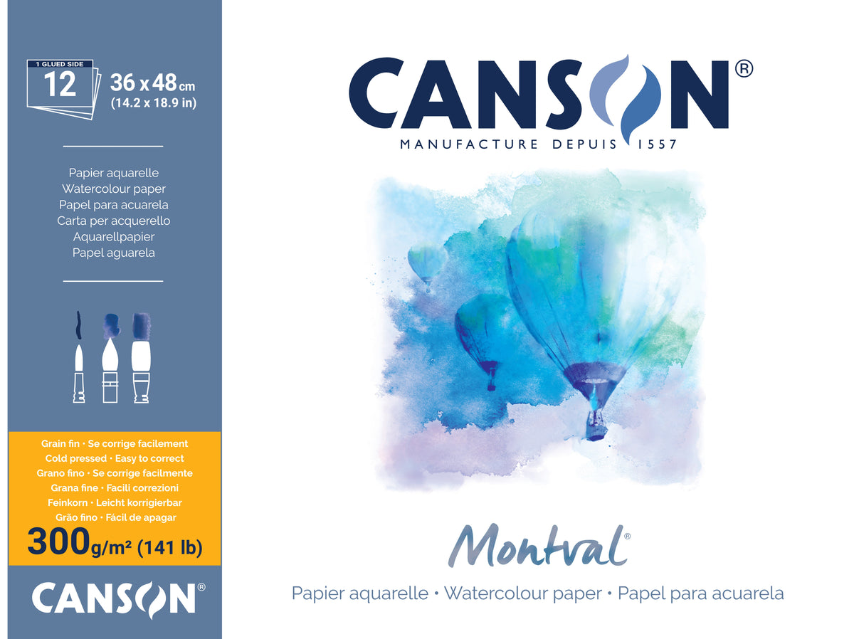 Canson Montval Aquarellblock CP 300 g/m² - 12 Blatt, 36 x 48 cm geleimt