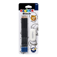 Carioca Dreikant-Bleistift-Set Black 2/HB mit Radiergummi, 4 Stk.