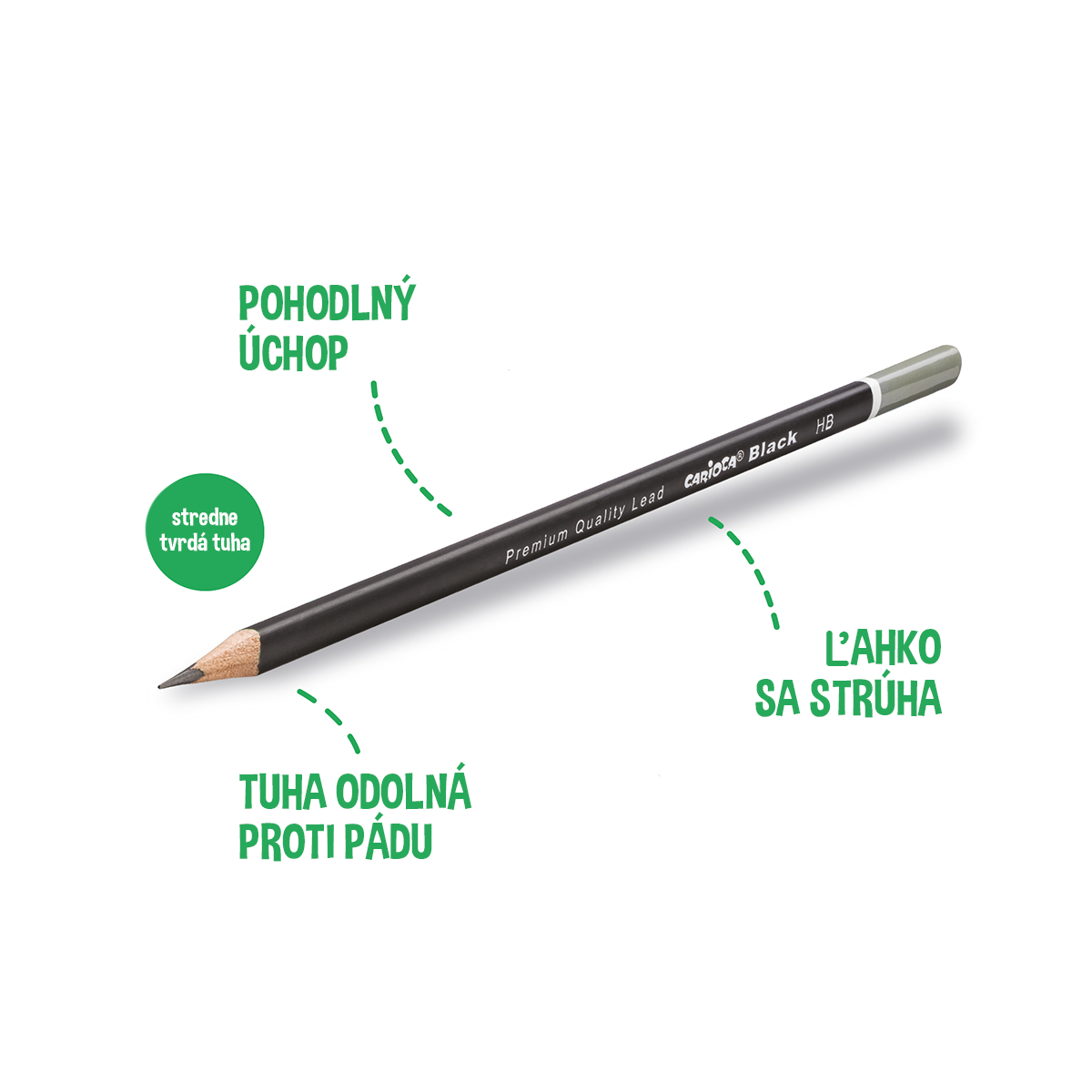 Carioca Dreikant-Bleistift-Set Black 2/HB mit Radiergummi, 4 Stk.