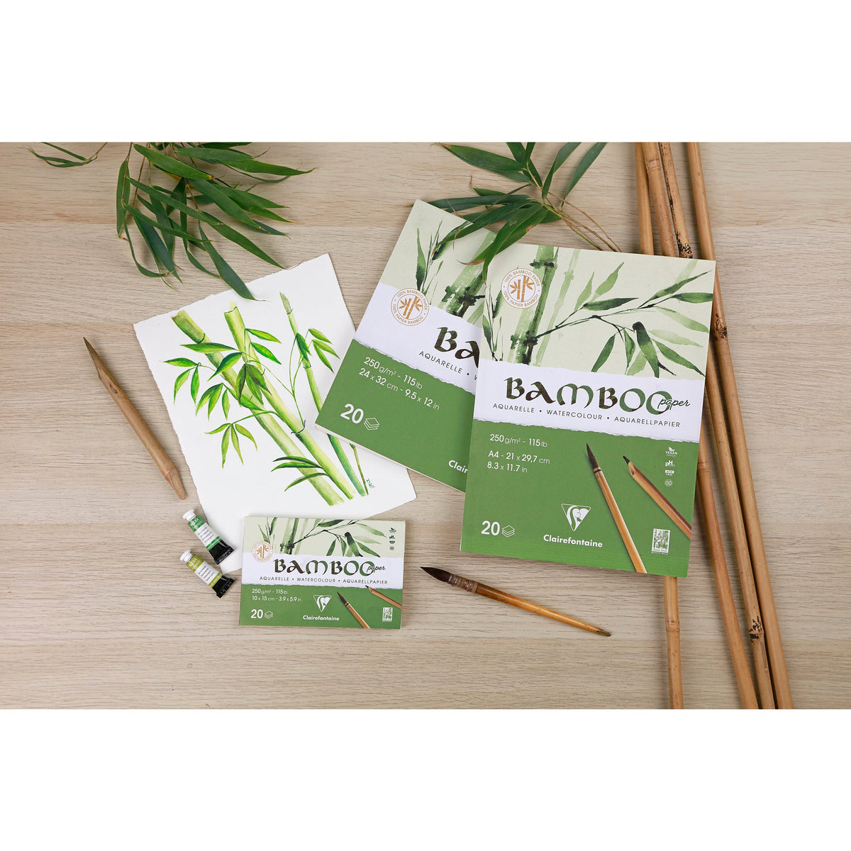 Clairefontaine Bambus-Aquarellblock CP 250 g 20 Blatt geleimt