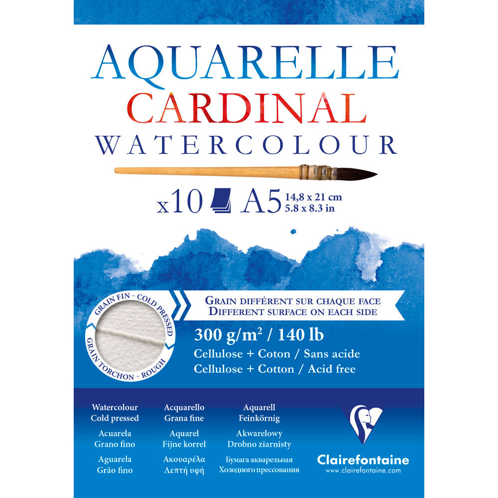 Clairefontaine Cardinal Aquarellblock CP R 300 g 10 Blatt geleimt