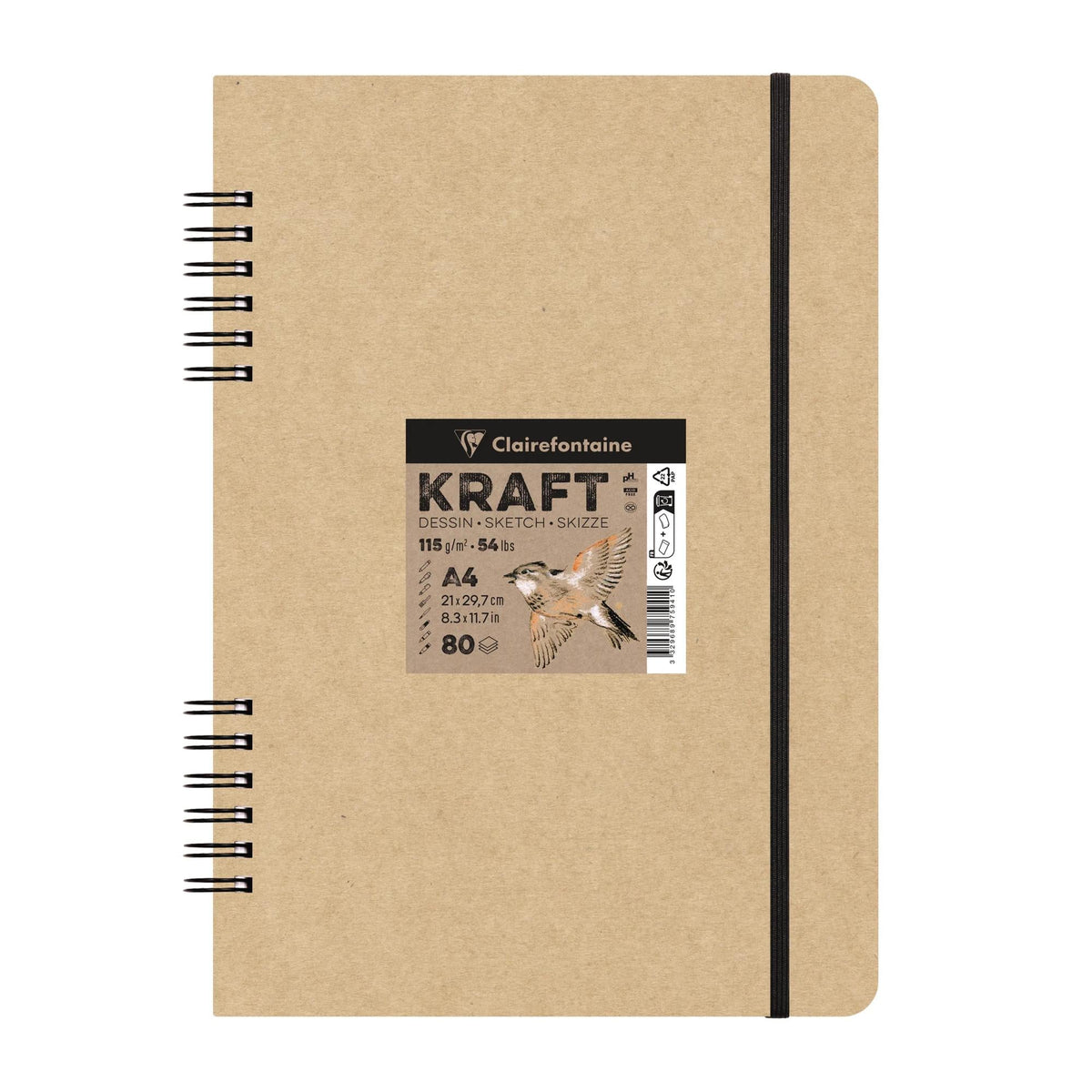 CLAIREFONTAINE Kraft Skizzenblock 115 g/m² A5 – A4 - 80 Blatt