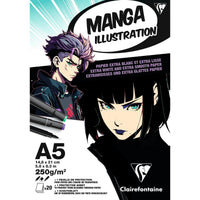 CLAIREFONTAINE Manga Illustration Papierblock 250 g/m² A5 – A3 - 20 Blatt