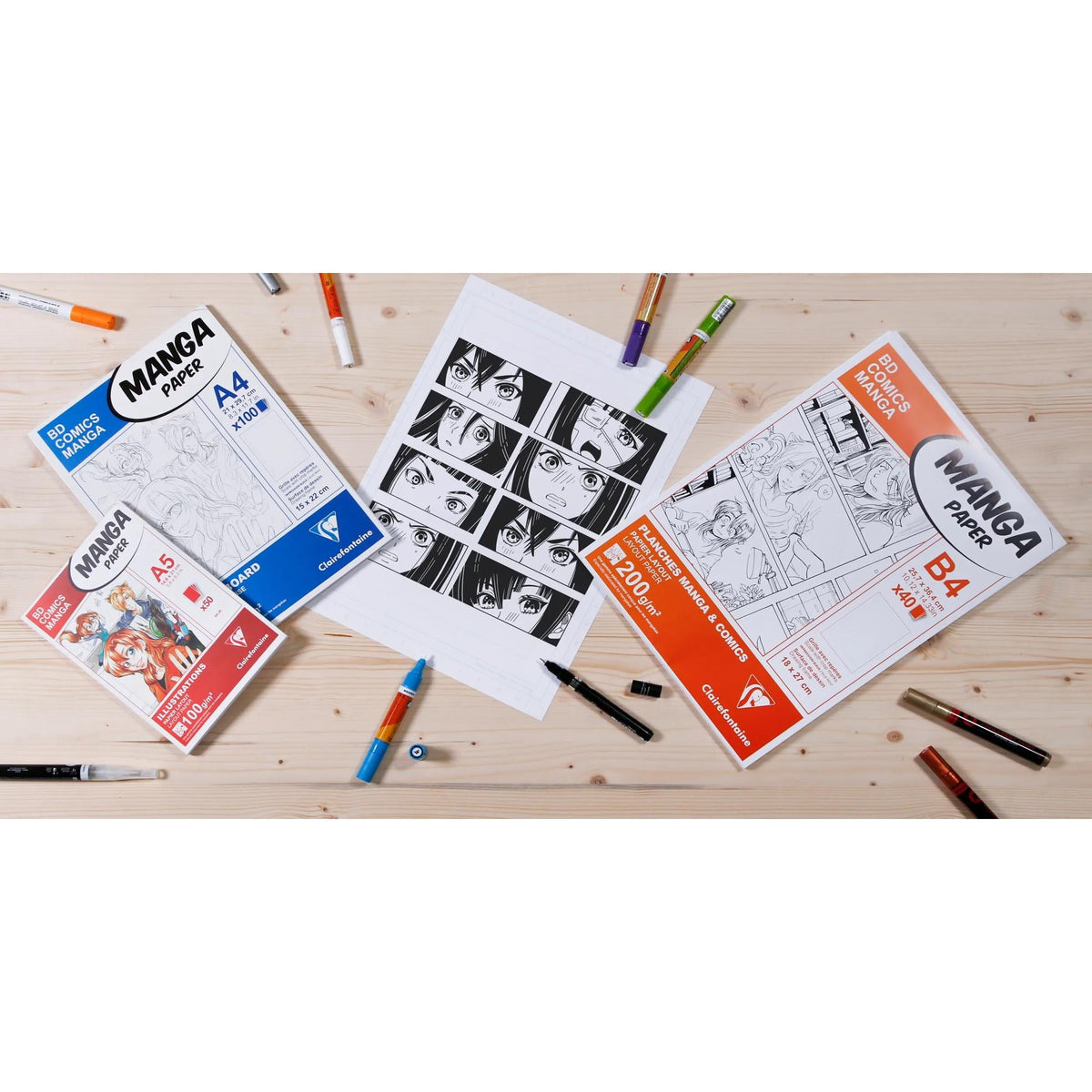 CLAIREFONTAINE Manga Layout Block 100 g/m² A5 – A3 - 50 Blatt