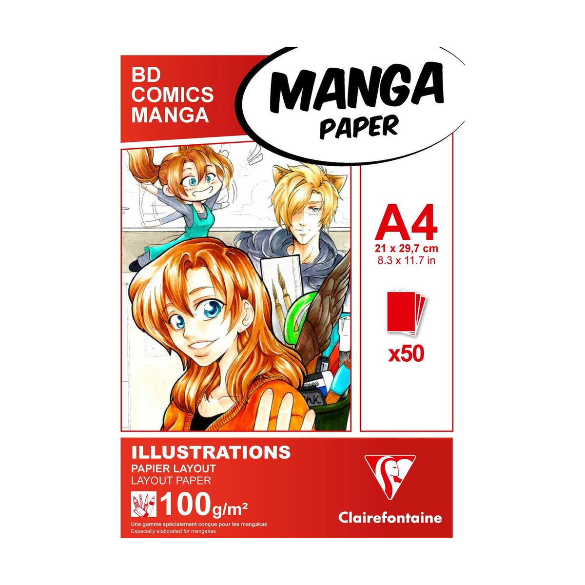 CLAIREFONTAINE Manga Layout Block 100 g/m² A5 – A3 - 50 Blatt