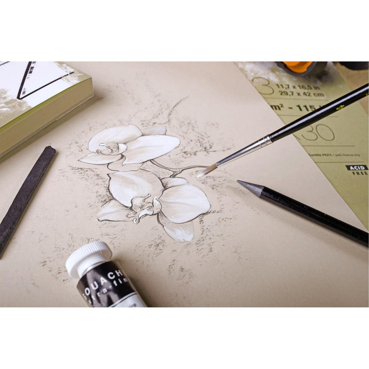 Clairefontaine Paint'On Mix Media Block 250 g 30 Blatt kopfgeleimt Natural