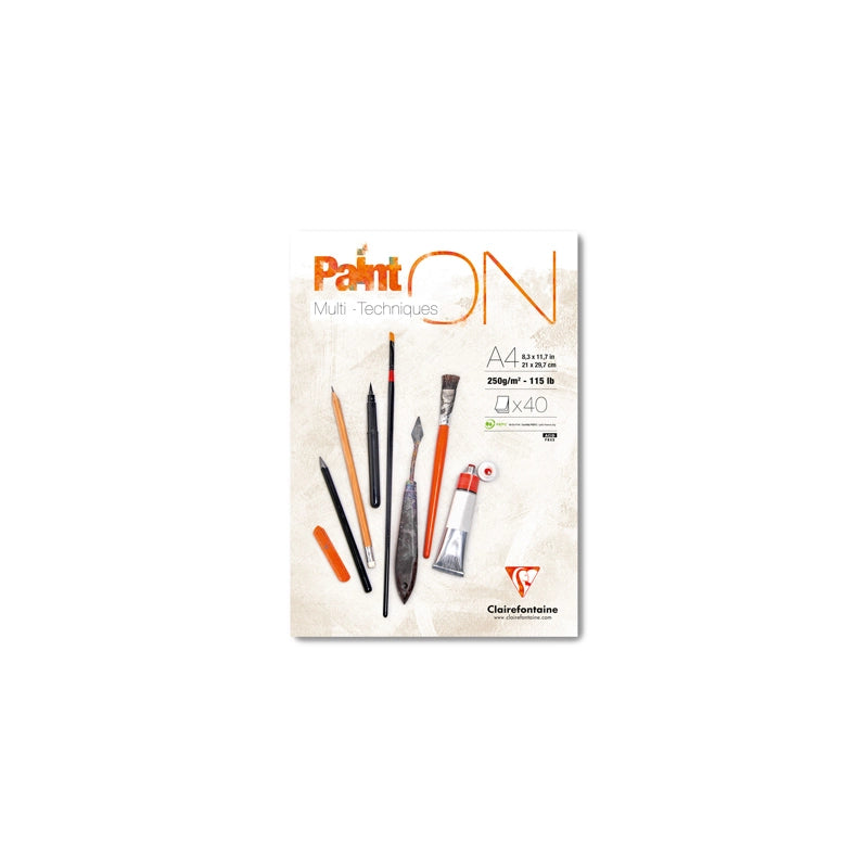 Clairefontaine Paint'On Mix Media Block 250 g 40 Blatt geleimt Extra White