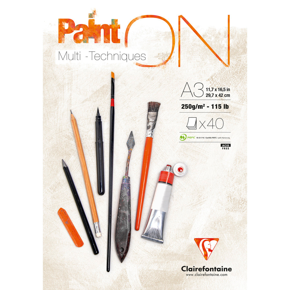 Clairefontaine Paint'On Mix Media Block 250 g 40 Blatt geleimt Extra White