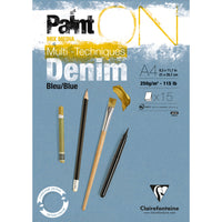 Clairefontaine Paint'On Mix Media Block 250 g geleimt – 15L A4 Denimblau