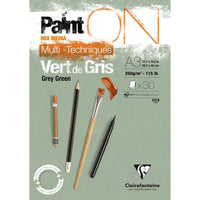 Clairefontaine Paint'On Mix Media Block 250 g geleimt – 30L A3 Graugrün