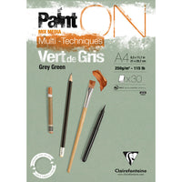 Clairefontaine Paint'On Mix Media Block 250 g geleimt – 30L A4 Graugrün