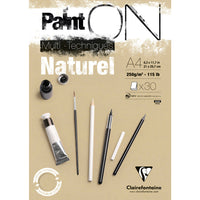 CLAIREFONTAINE Paint'On Mixed-Media-Block Natur 250 g/m² – 30 Blatt – A4