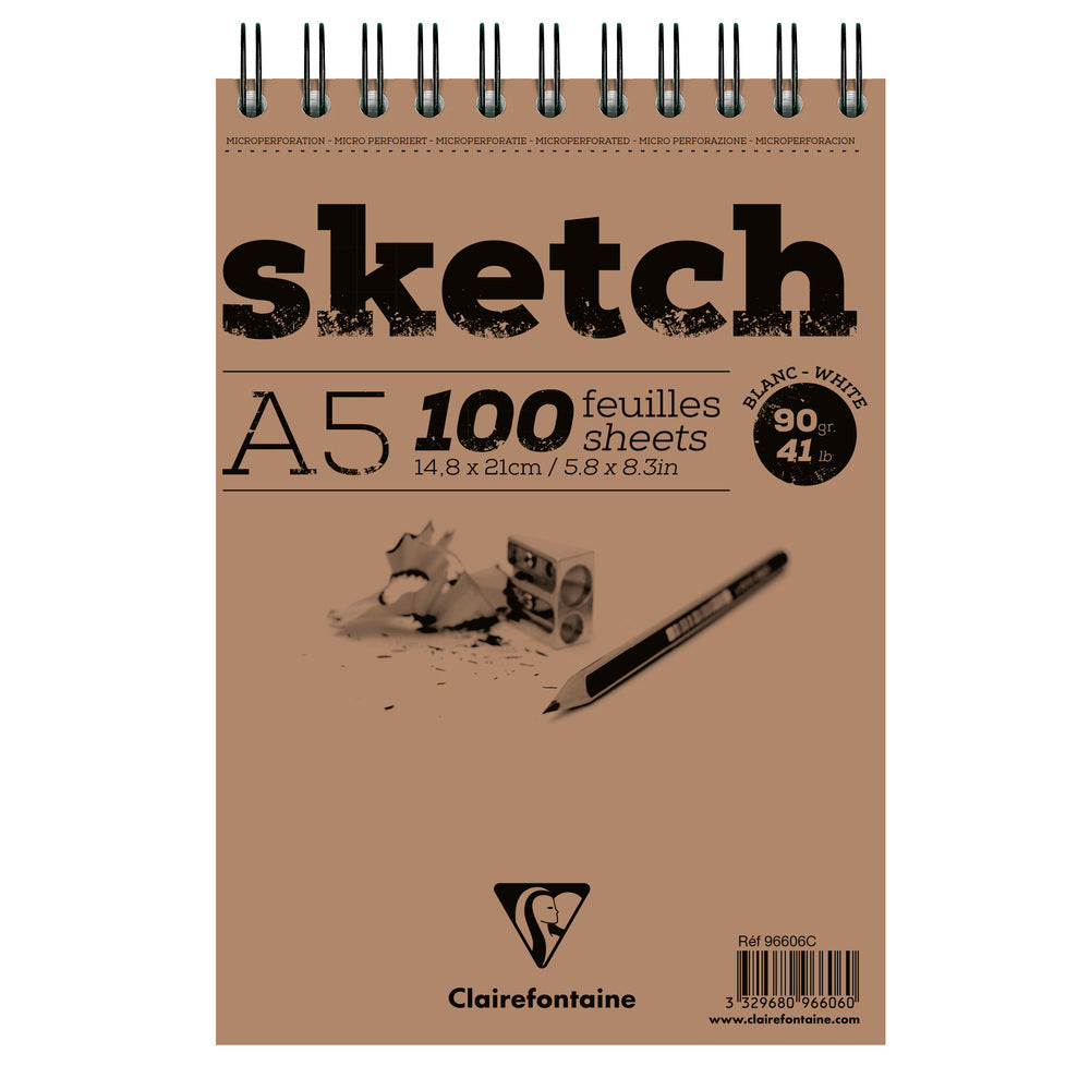 Clairefontaine Skizzenblock mit Spiralbindung, 90 g/m², 100 Blatt – Ansicht 3