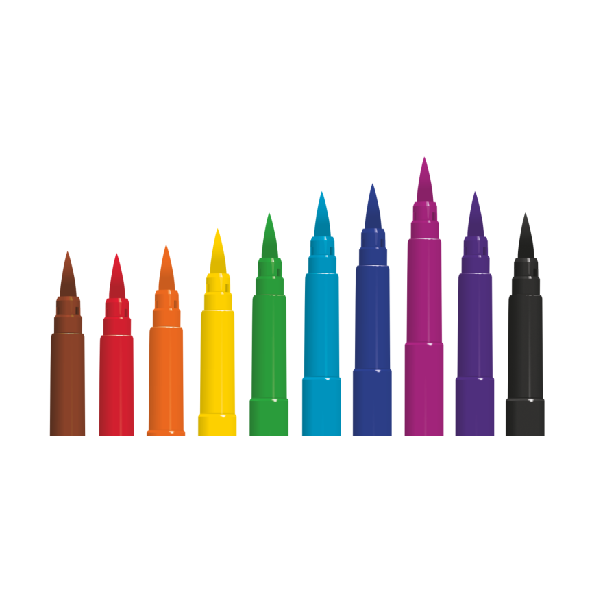 Colorino Brush Pinselstifte mit langer Pinselspitze – 10 Farben