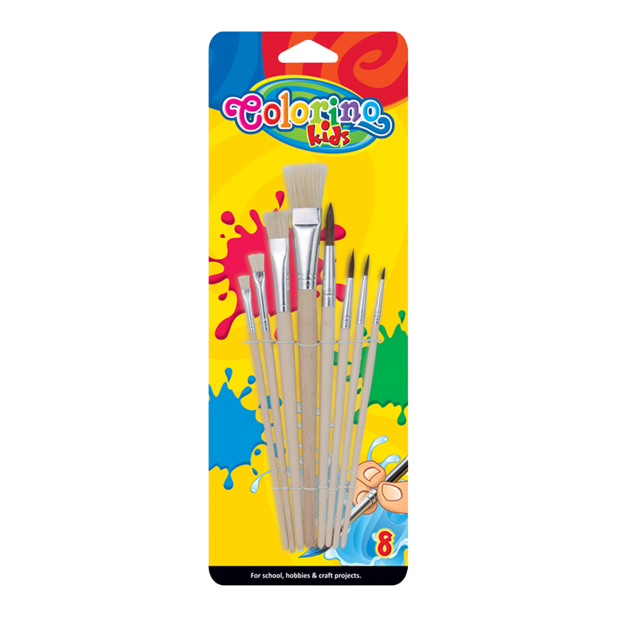 Colorino Pinsel-Set – flach und rund, 8-tlg.