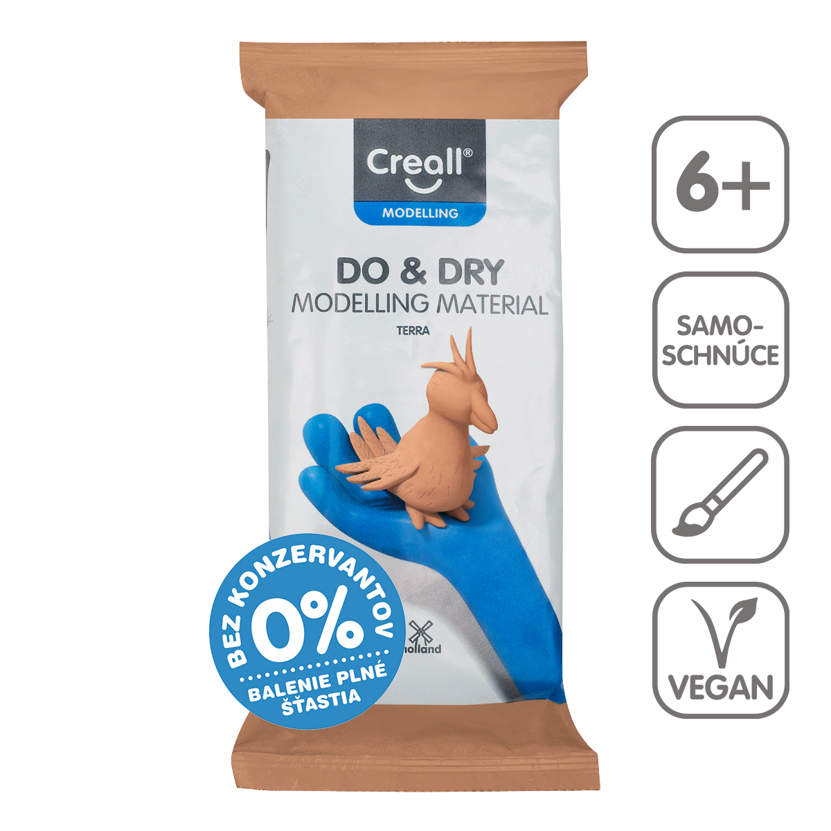 Creall lufthärtende Modelliermasse DO&DRY hypoallergen, 1 000 g – Terrakotta