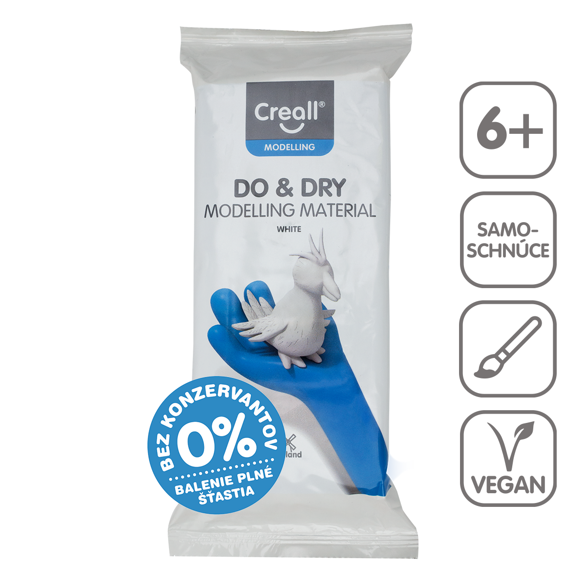 Creall lufthärtende Modelliermasse DO&DRY hypoallergen, 1 000 g – Weiß