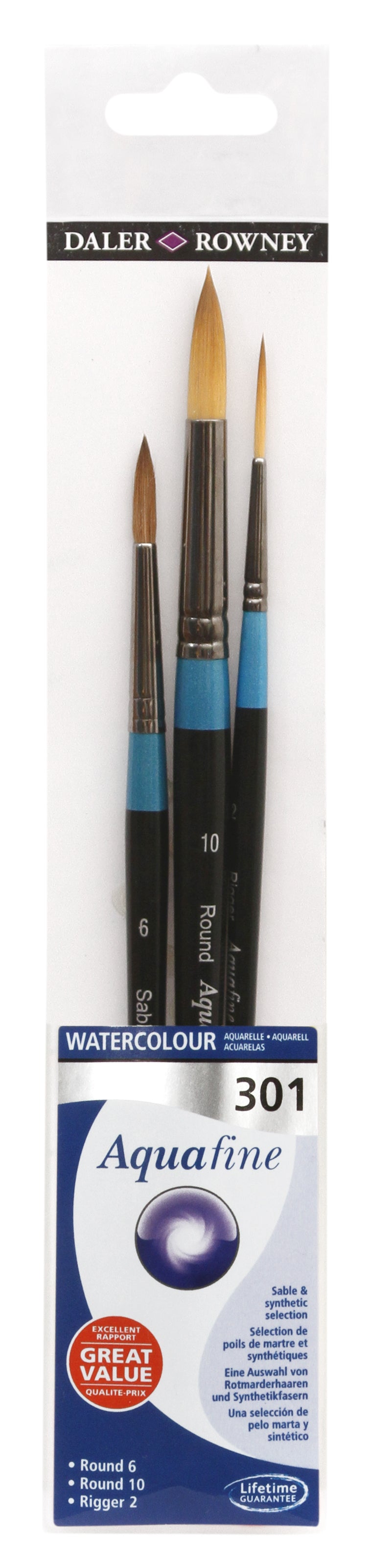 DALER ROWNEY Aquafine 301 Pinselset für Aquarell und Gouache - 3 Stk.