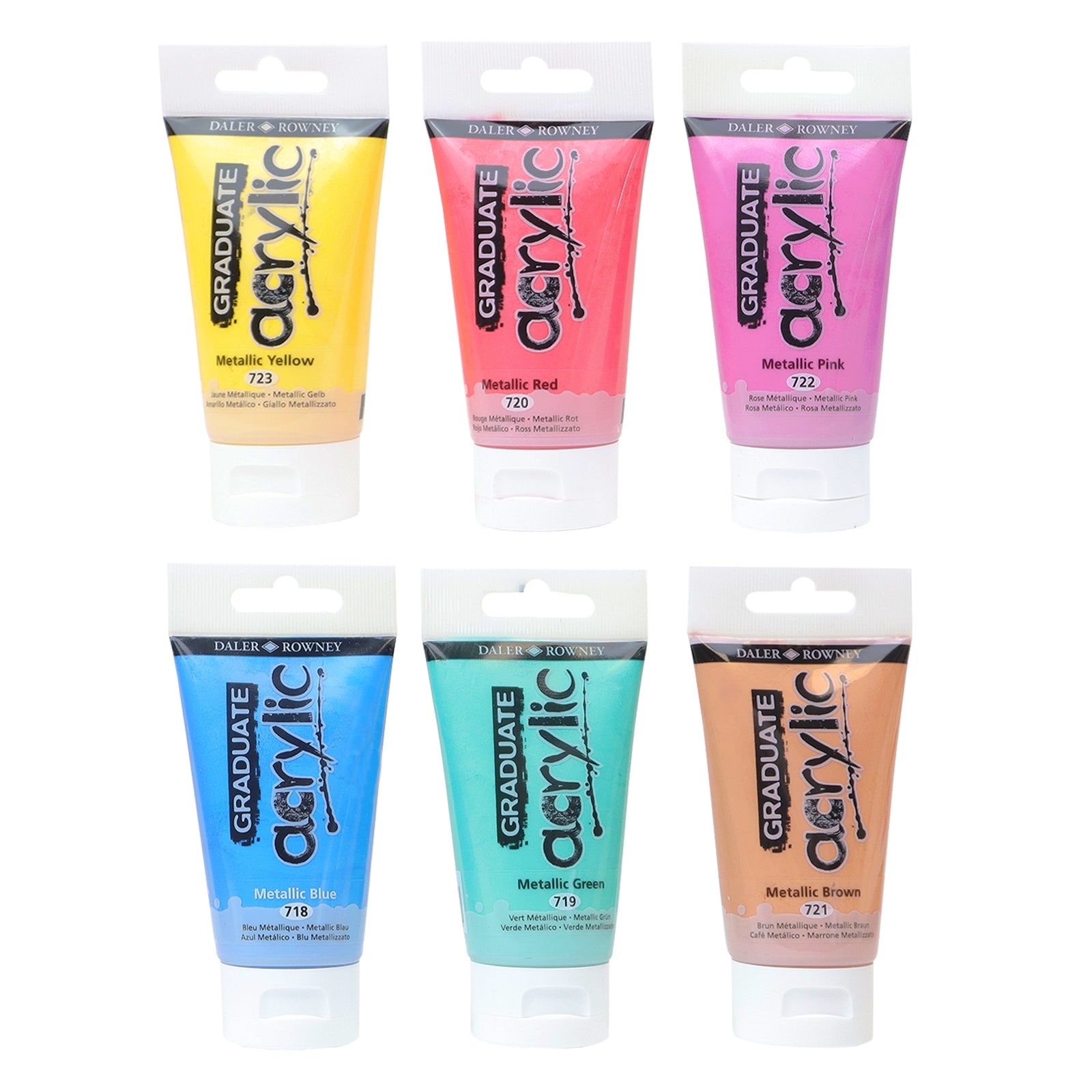 DALER ROWNEY D&R Graduate Metallic-Acrylfarben-Set 6 x 75 ml