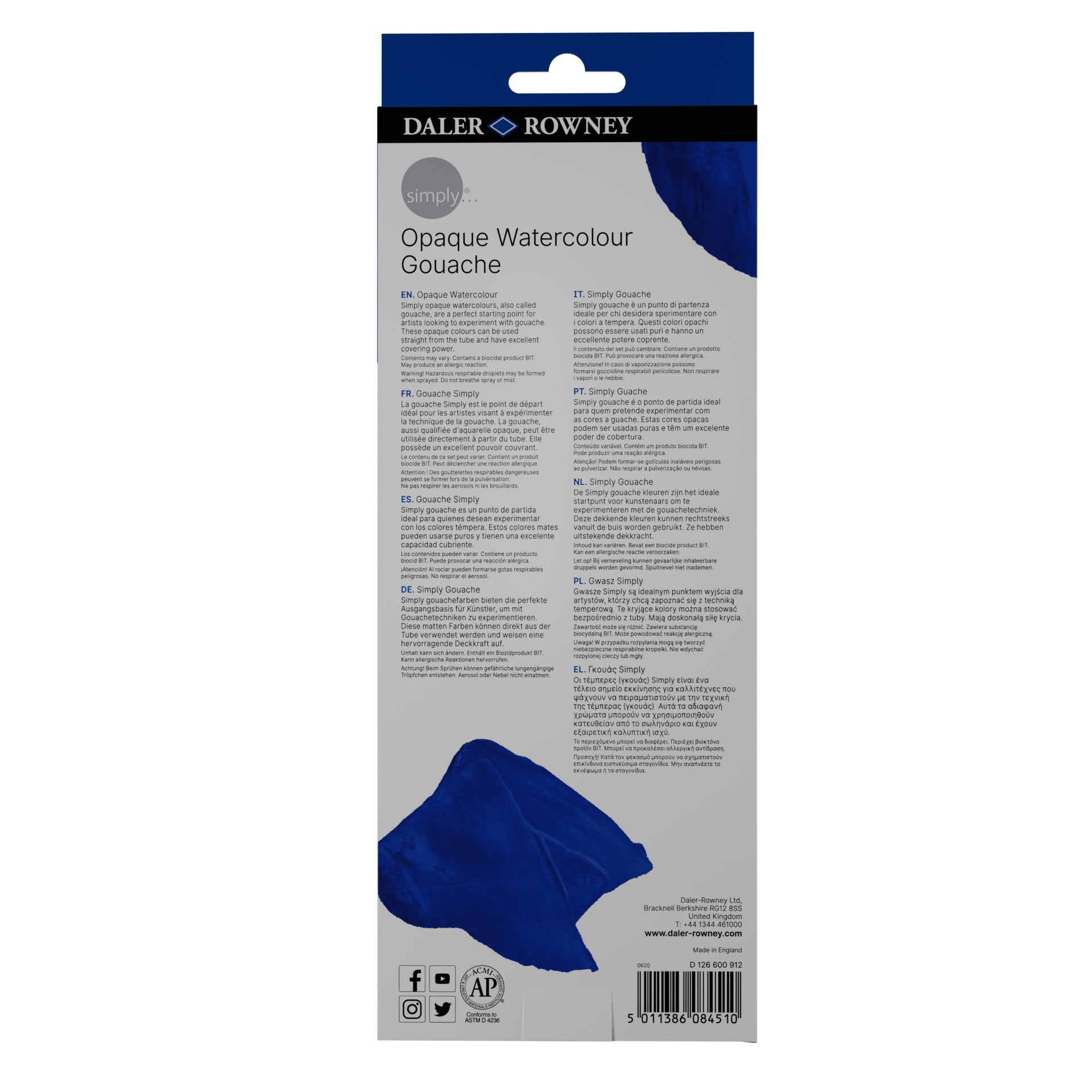 DALER ROWNEY Simply Gouachefarben-Set 12 x 12 ml