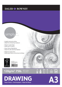 DALER ROWNEY Simply Skizzenblock A3, 120 g, 50 Blatt geleimt