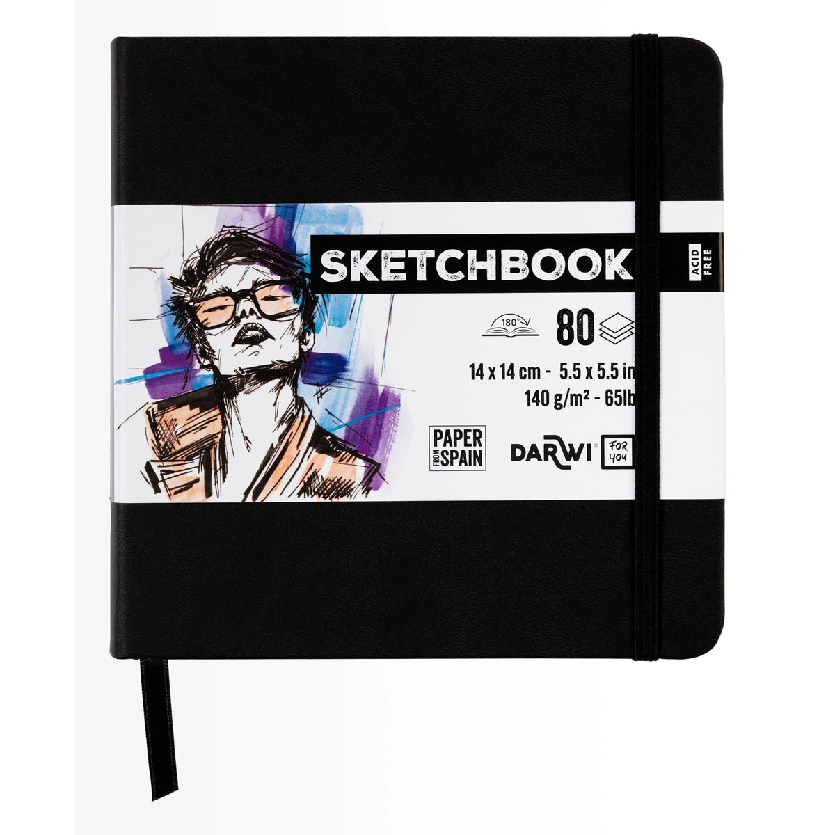 DARWI Skizzenbuch Black 14 x 14 cm, 140 g/m2, 80 Blatt