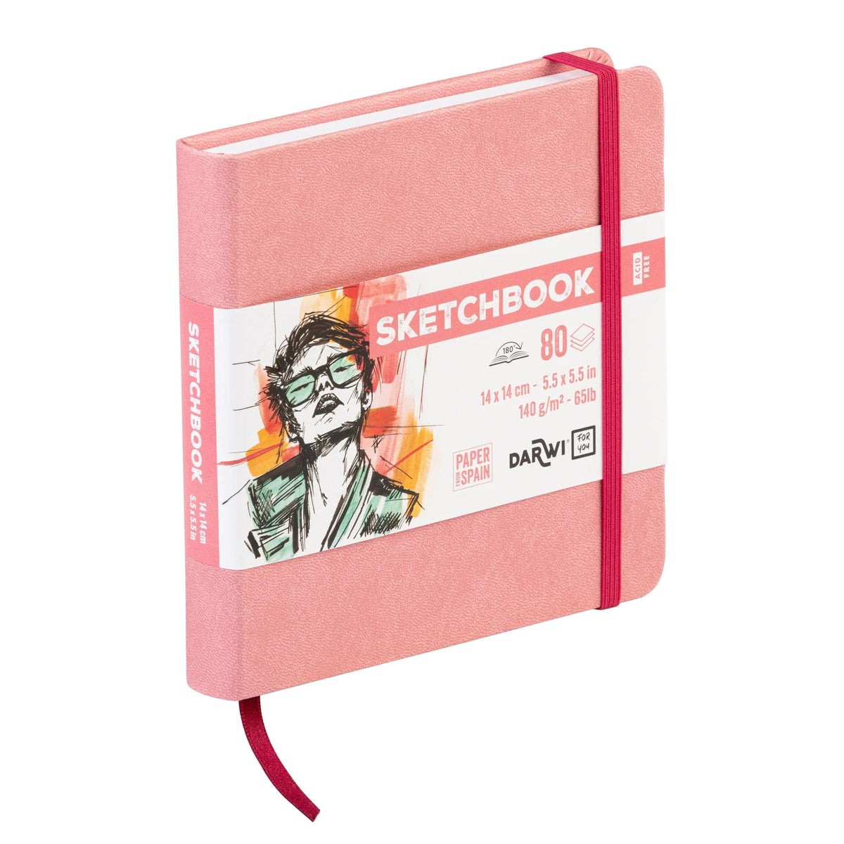 DARWI Skizzenbuch Soft Pink 14 x 14 cm 140 g 80 Blatt