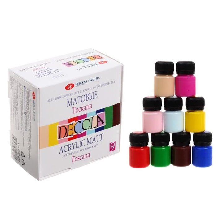 Decola Set mit matten Acrylfarben 9x20 ml – Toscana