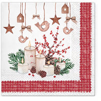 Decoupage-Serviette mit weihnachtlichem Motiv für Adventskerzen | ARTMIE