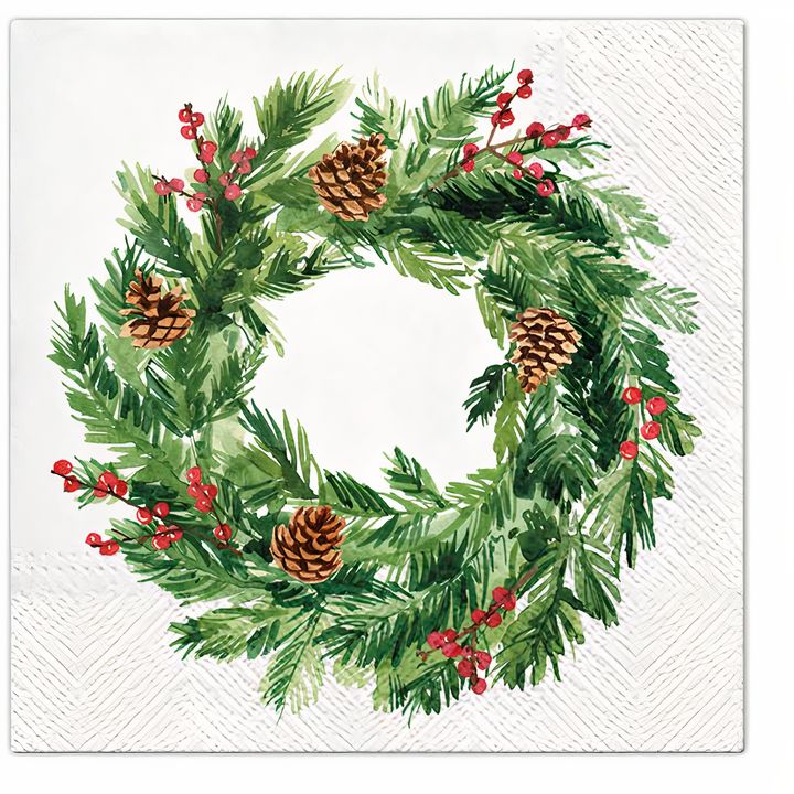 Decoupage-Serviette Adventskranz mit Zapfen - 1 Stk. — Bild 2