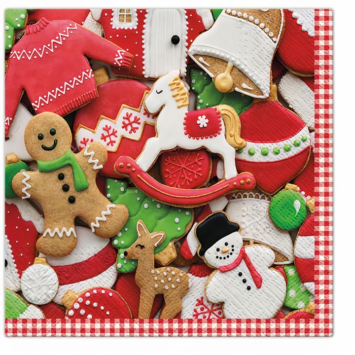 Decoupage-Serviette Bunte Weihnachtslebkuchen - 1 Stk. — Bild 2
