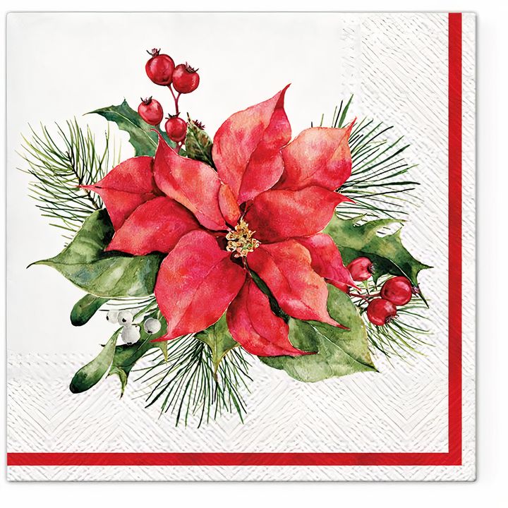 Decoupage-Serviette mit Weihnachtsstern - 1 Stk. — Bild 1