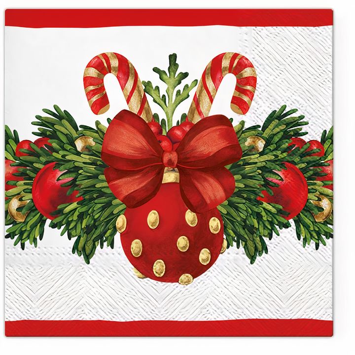 Decoupage-Serviette Rote Weihnachtskugel – 1 Stk. — Bild 2