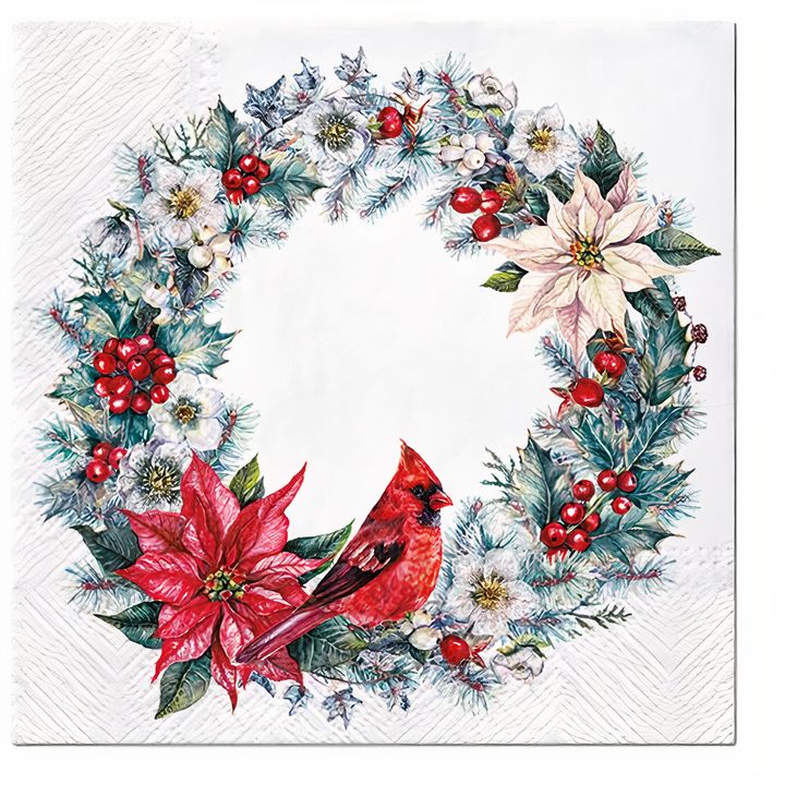 Decoupage-Serviette Verschneiter Adventskranz - 1 Stk. — Bild 2