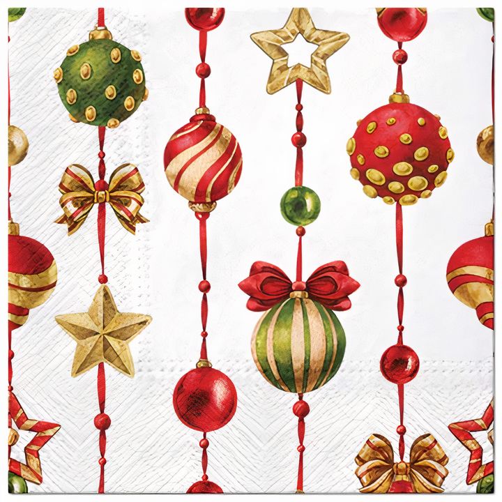 Decoupage-Serviette Weihnachtsschmuck mit Ornamenten - 1 Stk. — Bild 1
