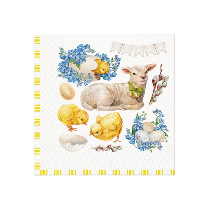 Decoupage-Servietten - Easter lamb frame  - 1Stück — Bild 1
