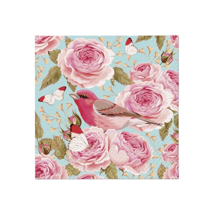 Decoupage-Servietten - English Roses Bird  - 1Stück — Bild 2