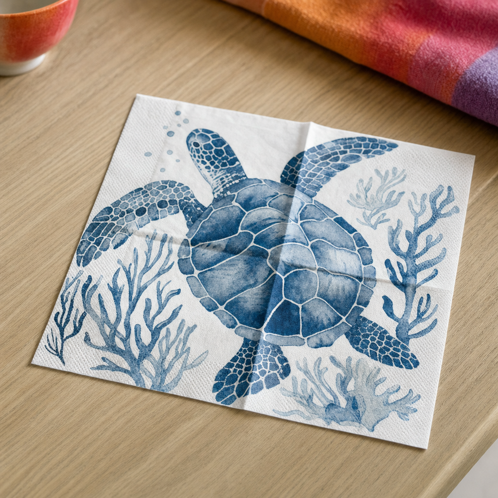 Decoupage-Servietten mit Meerestiere-Motiven – Meeresschildkröte
