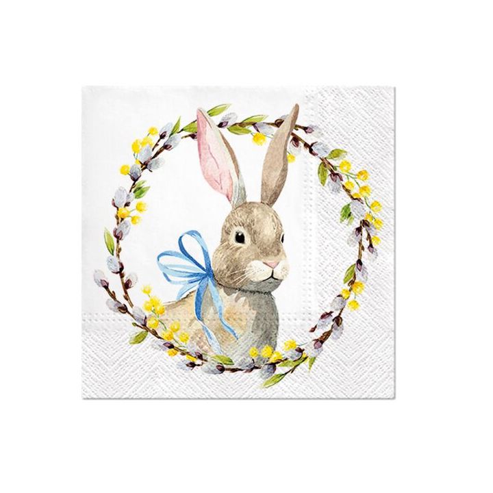 Decoupage-Servietten - Rabbit with Catkins  - 1Stück — Bild 1