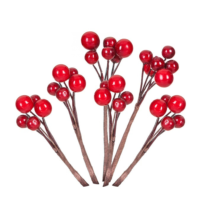 Dekorative Zweige mit roten Beeren - 6 Stück — Bild 1