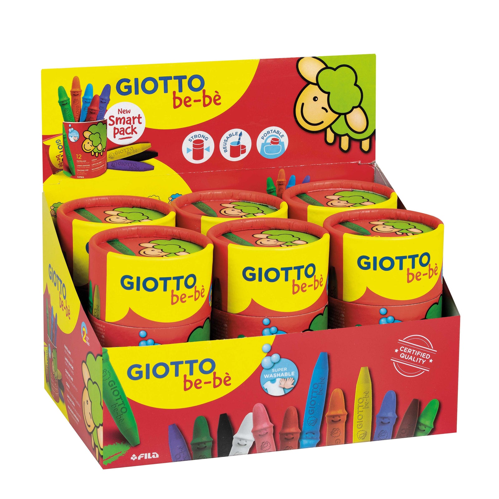 Dicke Wachsmalstifte GIOTTO be-be 12 Stk. in Papp-Runddose