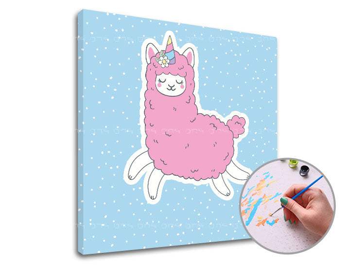 Malen nach Zahlen PINK LAMA SINGLE CUT – auf Keilrahmen