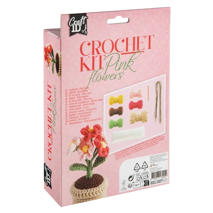 DIY Häkelset Blumentopf rosa Blumen — Bild 7