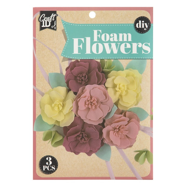 DIY-Schaumstoffblumen-Set in Braun-Gelb 3tlg. — Bild 3