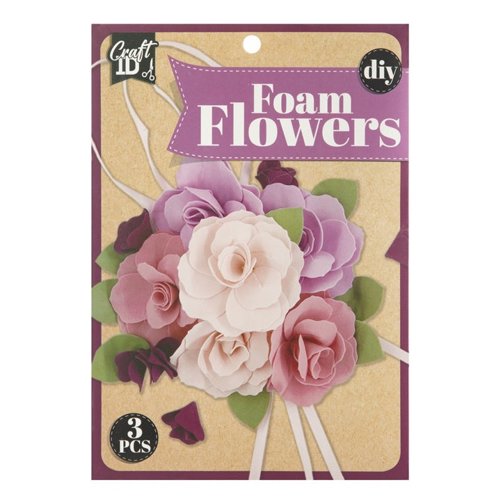 DIY-Set Schaumstoffblumen, lila-weiß, 3-tlg. — Bild 2