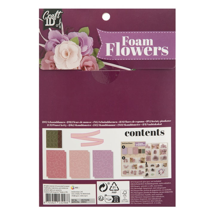 DIY-Set Schaumstoffblumen, lila-weiß, 3-tlg. — Bild 3
