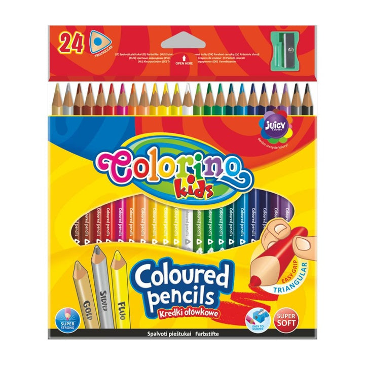 Dreieckige Colorino Buntstifte mit Spitzer, 24 Stück — Bild 1